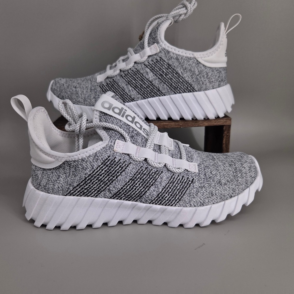 Adidas Kaptir Flow K Kids 4 Grey White Knit Running Sneakers ID1452 Athleisure